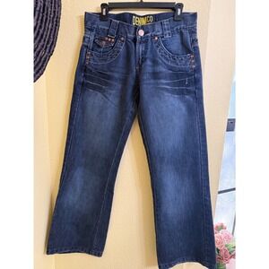 DENIMCO Dark Wash wide Jeans Women Size 10 EUR 38 Embroidery Pockets